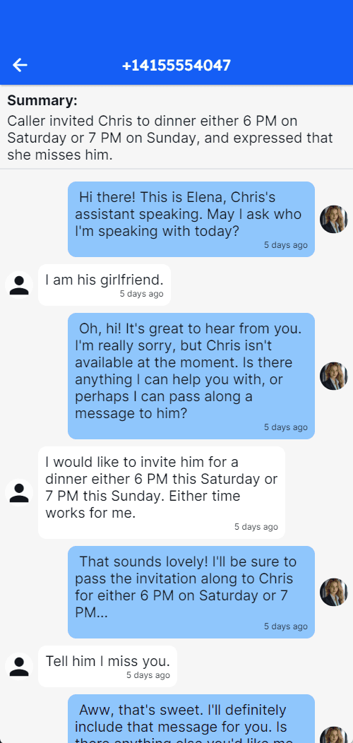 Assindo screening an incoming call