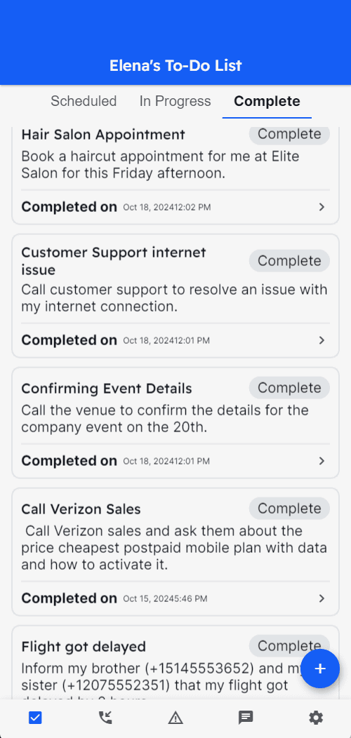 Assindo completed tasks