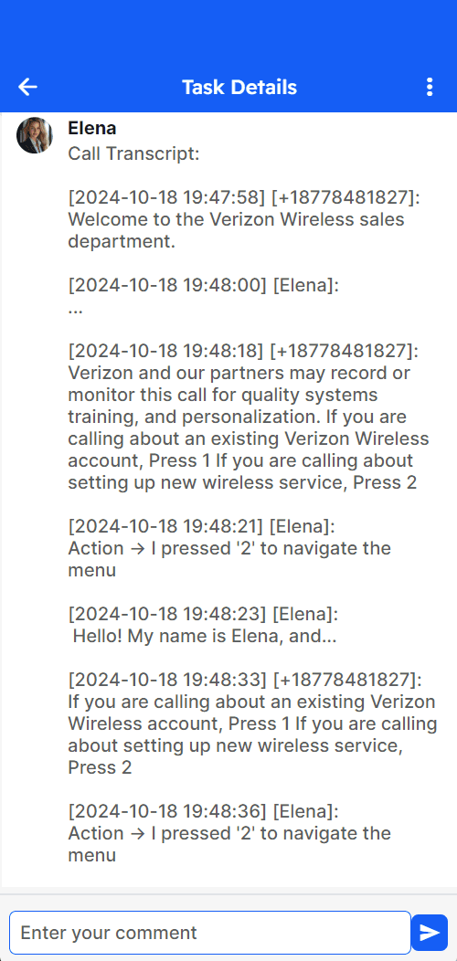 Assindo navigating phone menus and hold queues